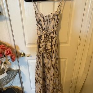 Women's Cream and Black Patterned Dress
